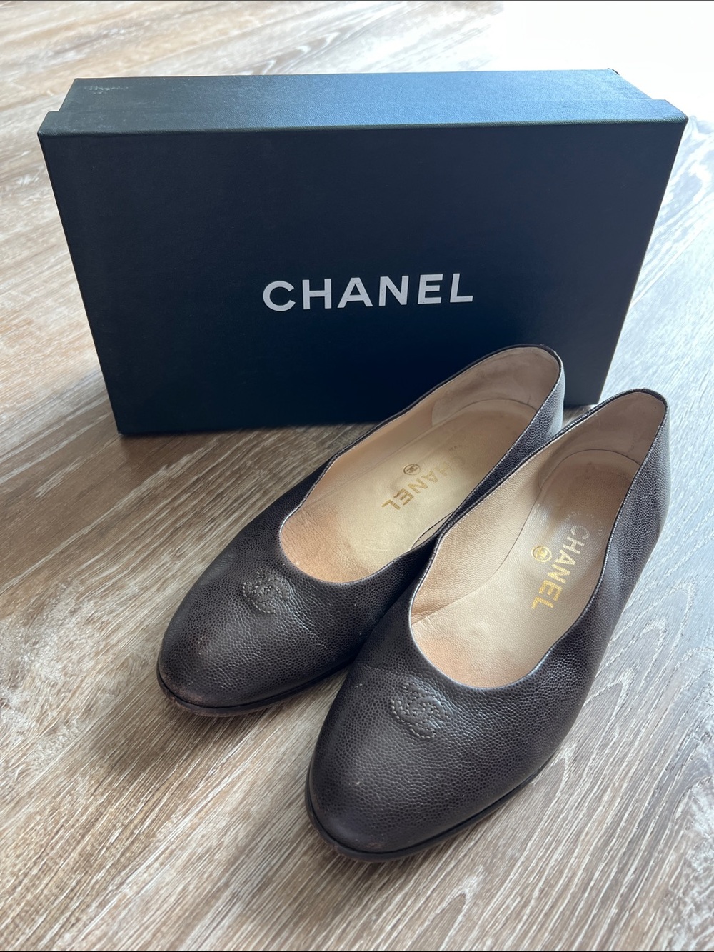 Chanel | Classic Pump Shoes Dark Brown Ballerina Flat Low Heel EU Size 37.5